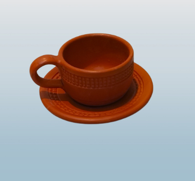 Picture of Clay tea cup,  Clay Tea. coffe Cup. Matir cup. Matir Teacup. Handmade. Organic.Clay Tea Cup.  Master cup set.  1price cup in a box  & plate