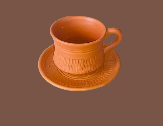 Picture of Clay Cup set. Clay Tea Cup with prece. Matir cup. Matir Tea cup. Handmade. Organic .Clay Tea Cup.   Dinner set. matir cup with price. one  cup & one  prese