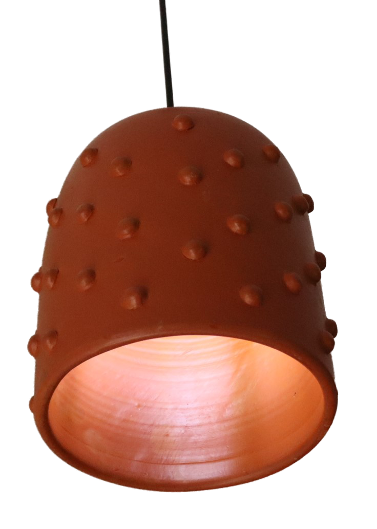 Picture of Ceiling light. Ceiling light shade with fitting. Clay ceramic light shade. Homemade Pottery light shade. Ceiling light shade