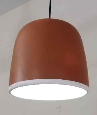 Picture of Ceiling light. Ceiling light shade with fitting. Clay ceramic light shade. Homemade Pottery light shade. Ceiling light shade