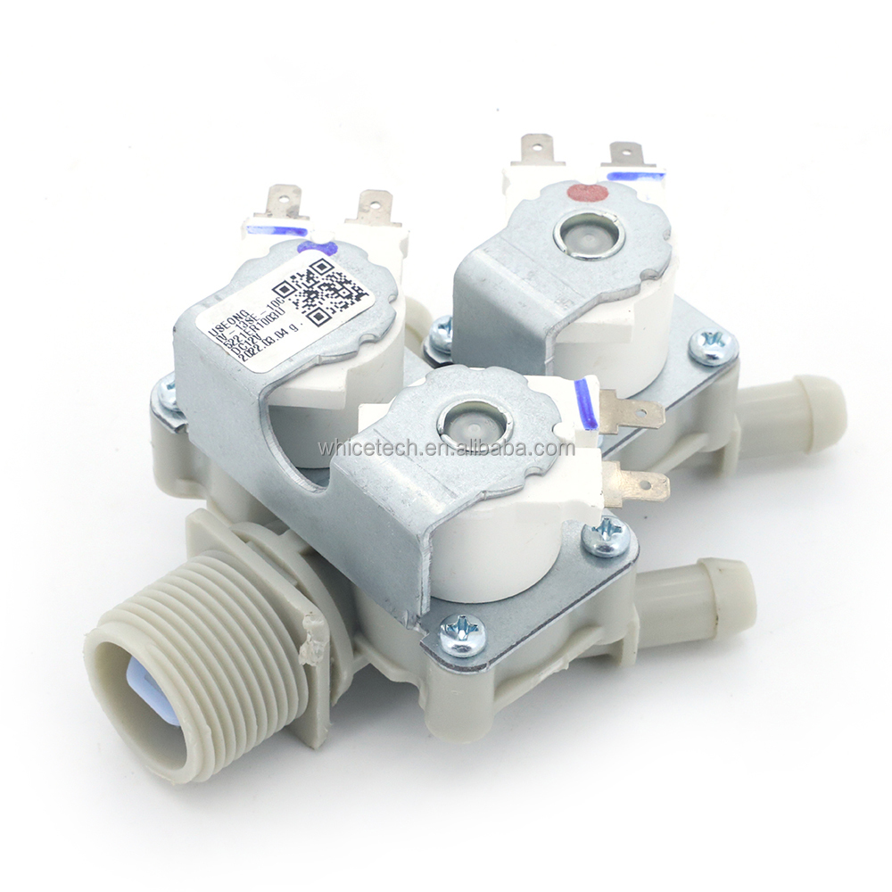 Picture of washing machine water inlet valve, water inlet valve, washing macheine.Solenoid Valve. three-way 220V AC
