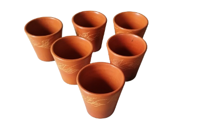 Picture of tee cup Clay tea cup set. Clay Cup. Matir cup. Matir Tea cup. Handmade.Clay Tea Cup. Master cup set. 6 pis  in a box