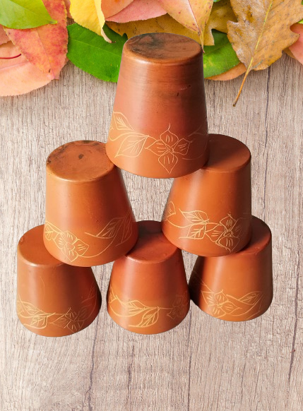 Picture of tee cup Clay tea cup set. Clay Cup. Matir cup. Matir Tea cup. Handmade.Clay Tea Cup. Master cup set. 6 pis  in a box