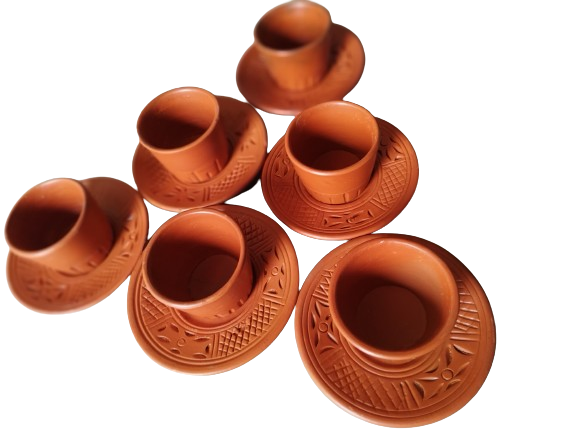 Picture of Tee cup coffee cup Clay tea cup set. Clay Cup. Matir Tea cup. Handmade.Clay Tea Cup. Master cup set. 6 pis  in a box