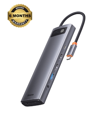 Picture of Baseus Metal Gleam Series 12-in-1 Multifunctional Type-C HUB Docking Station Gray (Type-C to HDMI*1+USB3.1*2+USB3.0*2+Type-C3.1*1+PD*1+RJ45*1+SD/TF*1+DP*1+3.5mm*1)  
