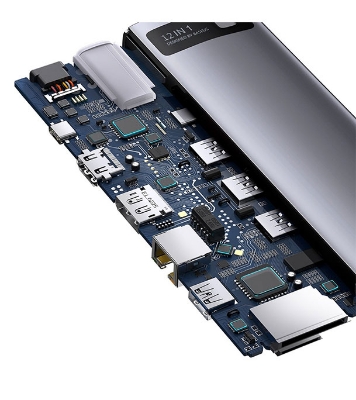 Picture of Baseus Metal Gleam Series 12-in-1 Multifunctional Type-C HUB Docking Station Gray (Type-C to HDMI*1+USB3.1*2+USB3.0*2+Type-C3.1*1+PD*1+RJ45*1+SD/TF*1+DP*1+3.5mm*1)  