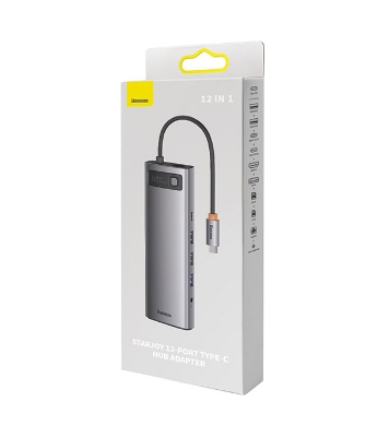 Picture of Baseus Metal Gleam Series 12-in-1 Multifunctional Type-C HUB Docking Station Gray (Type-C to HDMI*1+USB3.1*2+USB3.0*2+Type-C3.1*1+PD*1+RJ45*1+SD/TF*1+DP*1+3.5mm*1)  