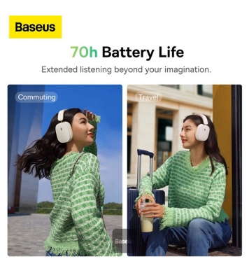 Picture of Baseus Bowie H1 Noise-Cancelling Wireless Headphones Rice White 