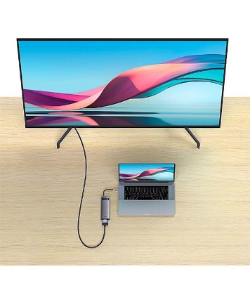 Picture of Baseus Metal Gleam Series 8-in-1 Multifunctional Type-C HUB Docking Station Gray (Type-C to HDMI*2+USB3.0*3+PD*1+SD/TF*1