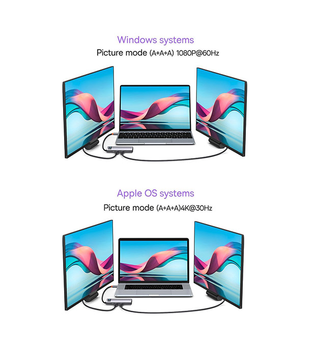 Picture of Baseus Metal Gleam Series 8-in-1 Multifunctional Type-C HUB Docking Station Gray (Type-C to HDMI*2+USB3.0*3+PD*1+SD/TF*1