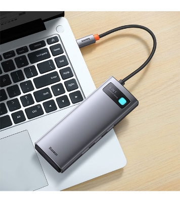 Picture of Baseus Metal Gleam Series 8-in-1 Multifunctional Type-C HUB Docking Station Gray (Type-C to HDMI*2+USB3.0*3+PD*1+SD/TF*1