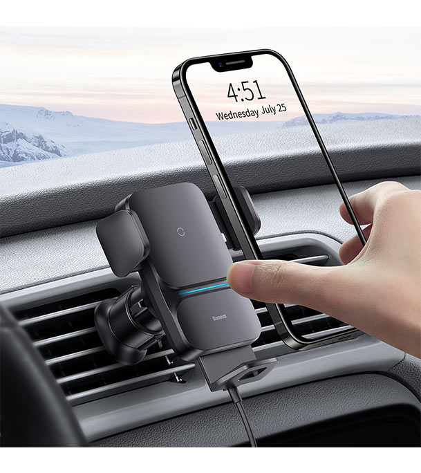  Baseus Wisdom Auto Alignment QI 15W Car Mount Wireless Charger 