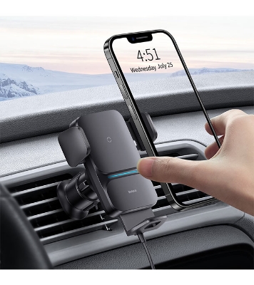  Baseus Wisdom Auto Alignment QI 15W Car Mount Wireless Charger 