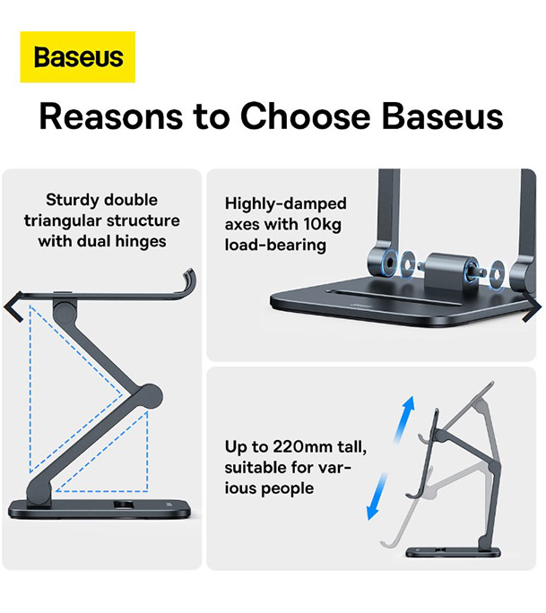 Baseus Desktop Biaxial Foldable Metal Stand (for Phones) Grey 