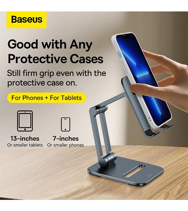 Baseus Desktop Biaxial Foldable Metal Stand (for Phones) Grey 