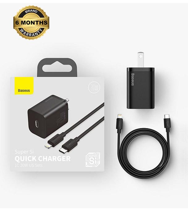 Picture of Baseus Super Si Quick Charger 1C 20W CN Sets Blue（With Superior Series Fast Charging Data Cable Type-C to iP PD 20W 1m Blue）