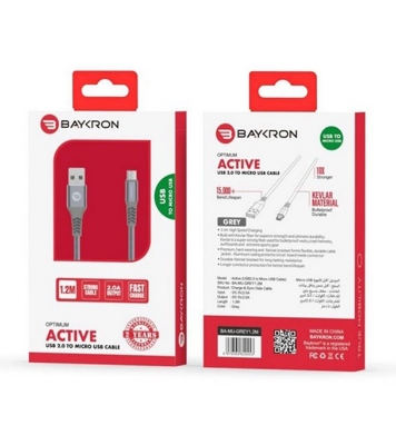 Buy Baykron Cable USB To Micro 1.2 M Grey (20-005019) Online