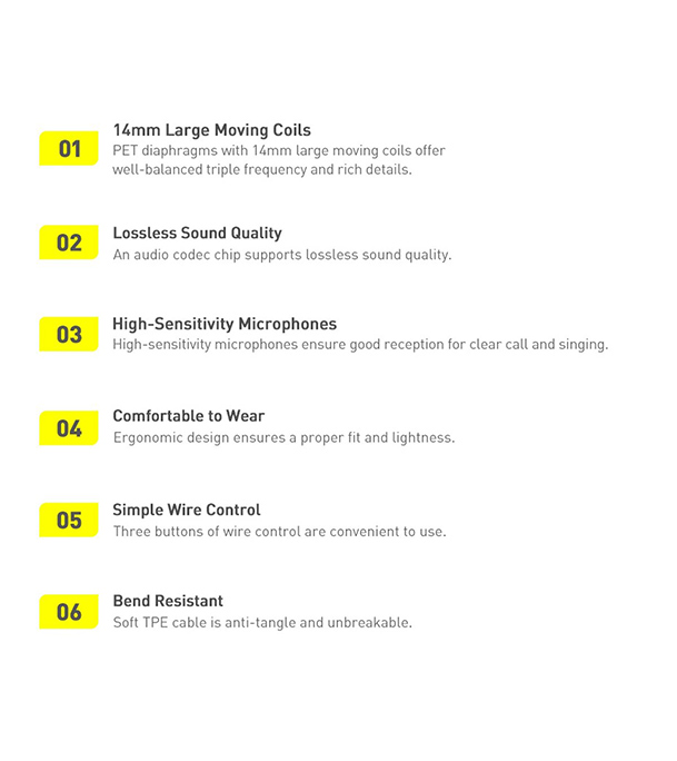 Baseus Encok 3.5mm lateral in-ear Wired Earphone H17 White 