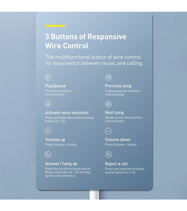 Baseus Encok 3.5mm lateral in-ear Wired Earphone H17 White 