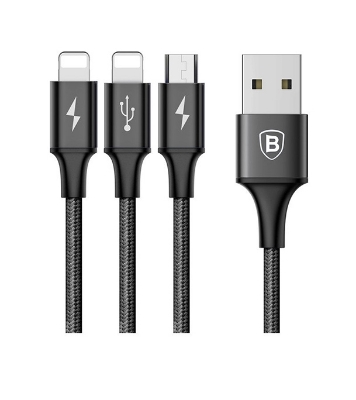 Buy Baseus Rapid Series 3-in-1 Cable Micro+Dual Lightning 3A 1.2M Black Online