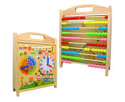 Wooden Calendar, Clock And Computing Educational Wooden Toy Rack For Kids