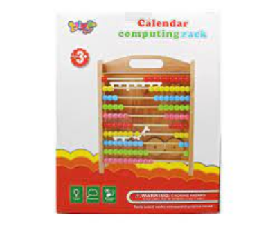 Wooden Calendar, Clock And Computing Educational Wooden Toy Rack For Kids