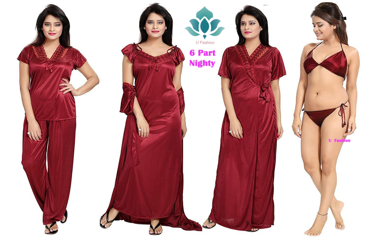 Picture of Fashionable 6 Part Nighty Dress For Ladies - Night Dress For Women - Night Dress For Women