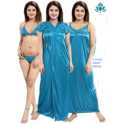 Picture of Night Dress For Women 4 Part Fashionable, Stylish And Comfortable Sleepwear - Night Dress For Women - Night Dress For Women - Night Dress