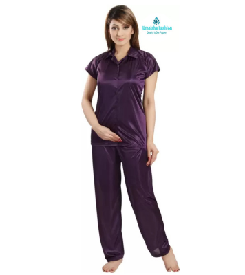 Picture of Comfortable Nightwear for Women Short Sleeve Shirt and Pant - Night Dress For Women