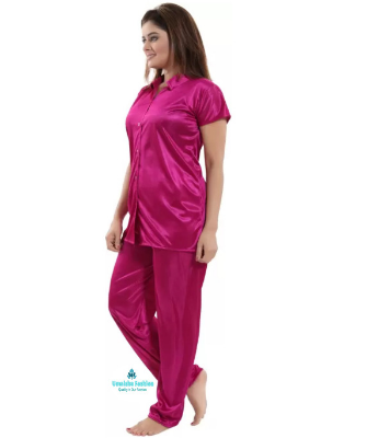 Picture of Comfortable Nightwear for Women Short Sleeve Shirt and Pant - Night Dress For Women