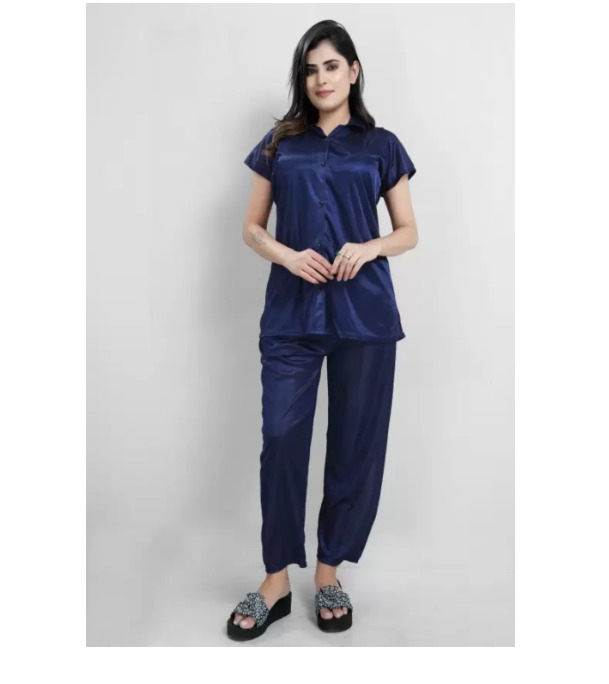 Picture of Comfortable Nightwear for Women Short Sleeve Shirt and Pant - Night Dress For Women