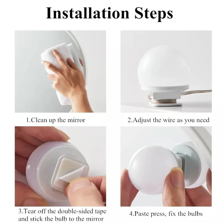 Buy 12v dressing table usb kit beauty mirror light 3 color 2 6 10 14 bulb dimming makeup lamp led hollywood fill cosmetic light at Best Price in Bangladesh