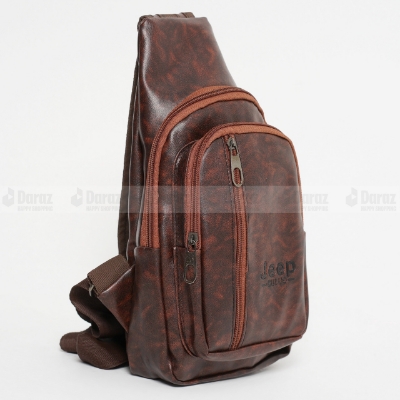 Picture of Crossbody Messenger Bag With Shoulder Belt And Pu Leather Bag Fashion Cross Body PU Leather Bag For Men and Woman Jeep Brown Pu Leather Shoulder Crossbody Bag for Men
