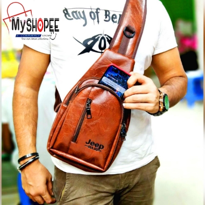Picture of Crossbody Messenger Bag With Shoulder Belt And Pu Leather Bag Fashion Cross Body PU Leather Bag For Men and Woman Jeep Brown Pu Leather Shoulder Crossbody Bag for Men