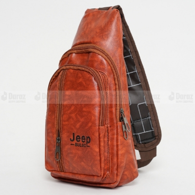 Picture of Crossbody Messenger Bag With Shoulder Belt And Pu Leather Bag Fashion Cross Body PU Leather Bag For Men and Woman Jeep Brown Pu Leather Shoulder Crossbody Bag for Men