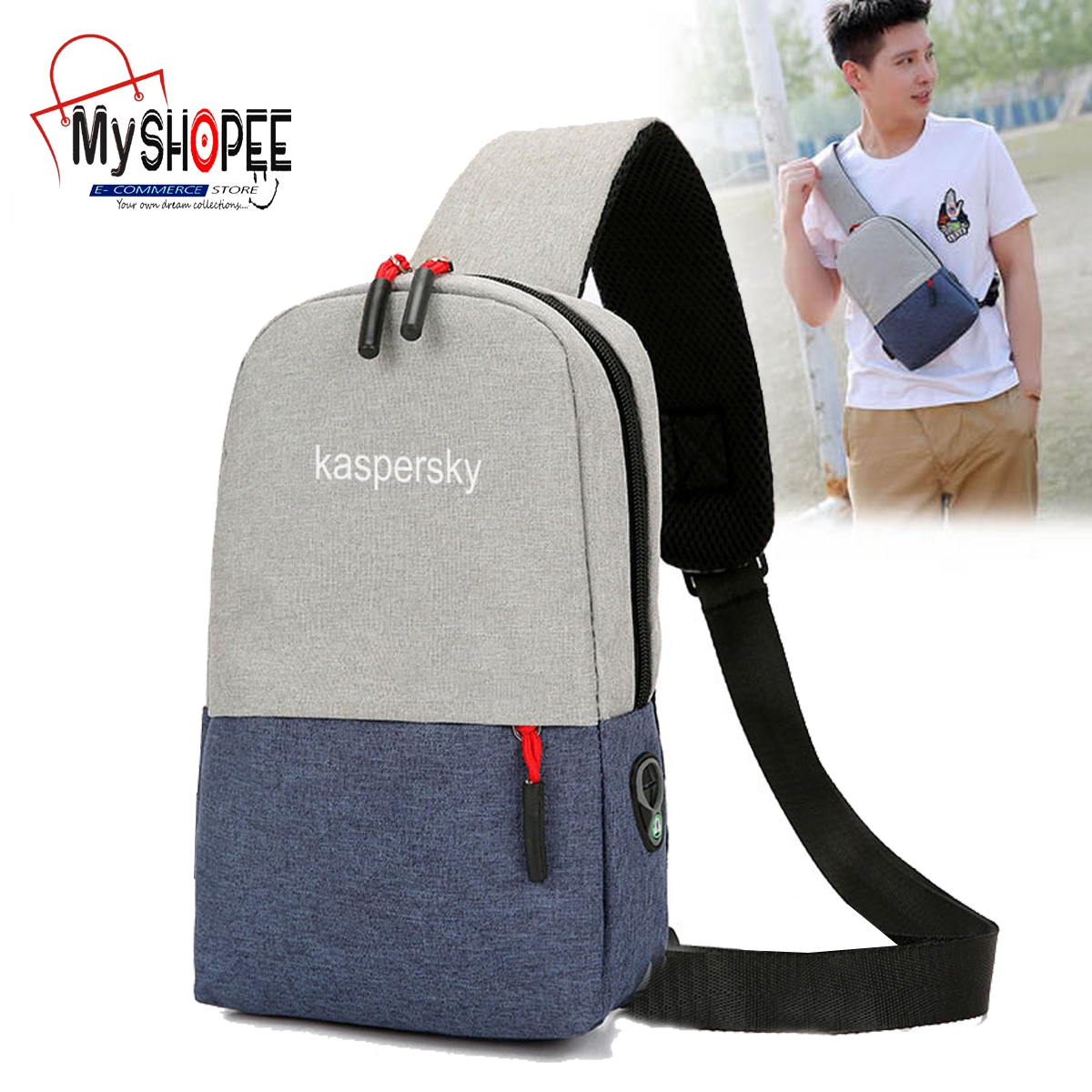 Picture of Men Crossbody Sling  Shoulder bag Premium Canvas Multi Compartment Chest Pack for Casual Travel Bag - myshopeebd