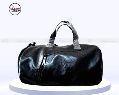 Picture of PU Leather Travel & Gym Bags for Both Men And Women Sports and Gym Bag - 16/8 inch Black Color /Fitness Gym Bag /Mountain 18 Litter Duffel Bag / PU leather  Gym Bag for Men and Women -MY SHOPEE BD