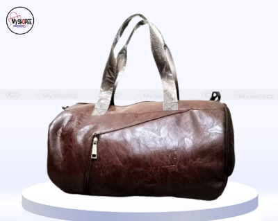 Picture of PU Leather Travel & Gym Bags for Both Men And Women Sports and Gym Bag - 16/8 inch Black Color /Fitness Gym Bag /Mountain 18 Litter Duffel Bag / PU leather  Gym Bag for Men and Women -MY SHOPEE BD