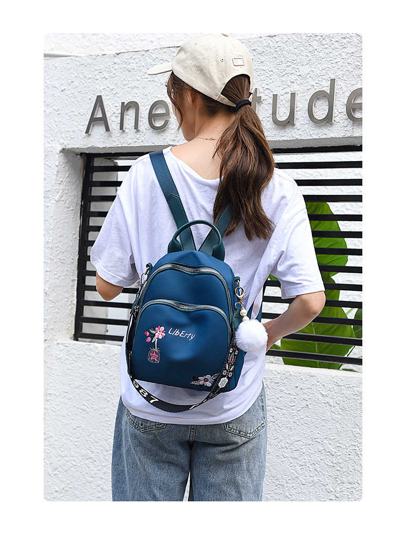 Picture of New Trendy Fashion Women Backpack Flower Embroidery Beautiful Bag Travel Student School Small  Mini Backpack for Women, Large Capacity Nylon Rucksack Multilayer Crossbody & Shoulder School Bags For Girls, Waterproof Travel Ladies Bags My SHOPEE BD