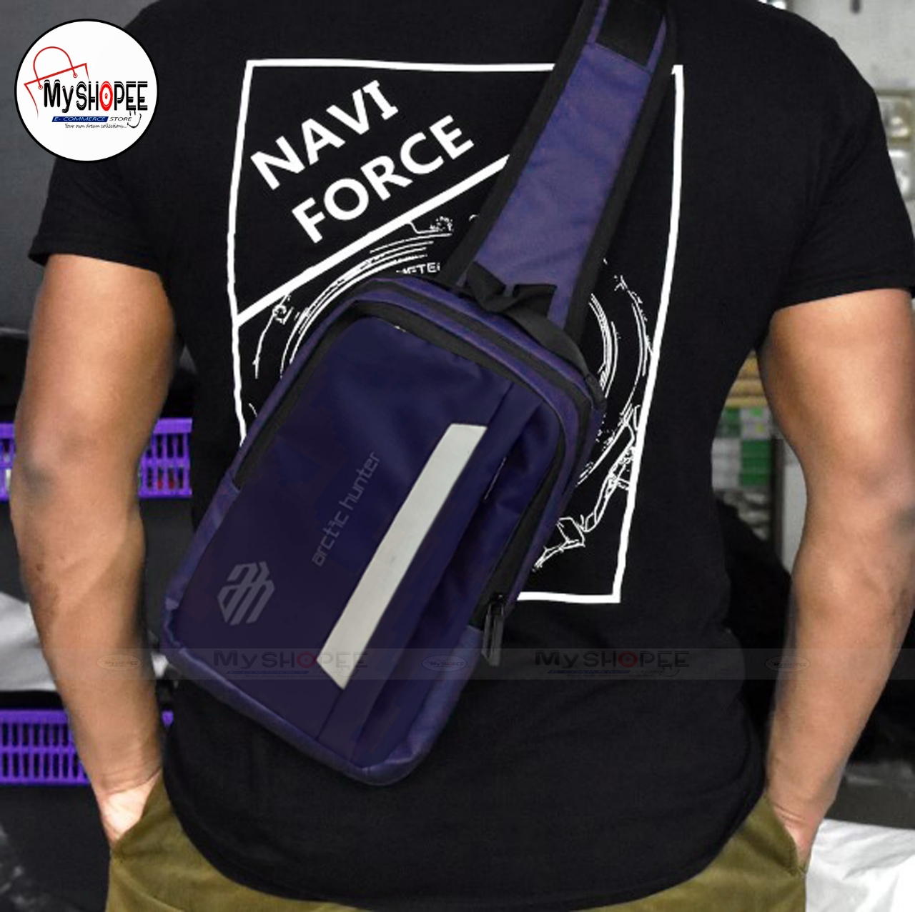 Picture of MY SHOPEE BD artic hunter Fan's made addition Men's Shoulder  Waterproof Oxford Cross Body Chest Bags Double Layer Zipper High-Capacity Messenger Bag Fanny Pack Sling  bag Premium Canvas Multi Compartment Chest Pack for Casual Travel Bag  made in banglade