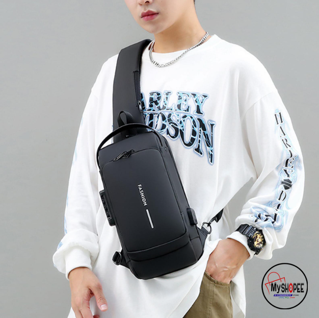 Picture of Men Anti-theft Waterproof Crossbody Bag  Sports Bag Waterproof Anti-Thief Code Lock Casual Bag Street Shoulder Bag Messenger Bag Versatile Fashion Chest Bag Travel Bag Business Bag MyShopeeBD