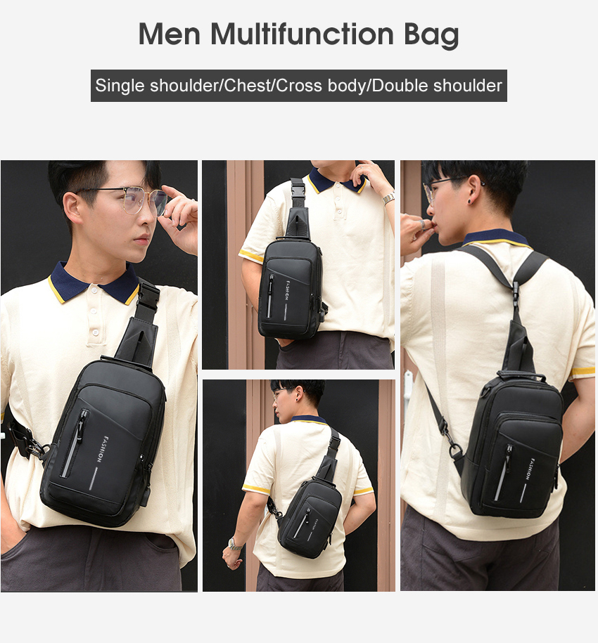 Picture of Men Anti-theft Waterproof Crossbody Bag Multi-Functional Chest Bag Crossbody Bag Smooth Zipper Bag Sports Bag Waterproof Anti-Thief Code Lock Casual Bag Street Shoulder Bag Messenger Bag Versatile Fashion Chest Bag Travel Bag Business Bag MyShopeeBD