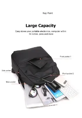 Picture of New Fashion Large Capacity Backpack Laptop Bag Backpack Water Resistant Backpack With USB Port my shopee bd