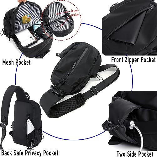 Picture of MY SHOPEE bd Men Crossbody Bags Backpacks Waist Packs Men Cross Body Bags Earphone Jack Bags Sport Pouch Bags Light Weight Chest Bags Men Fashion Shoulder Bags for Travel Outdoor my shopee bd