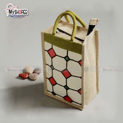 Picture of Jute Fabric eco frindly home  made Lunch / tiffin Carrying Bag with soft handle