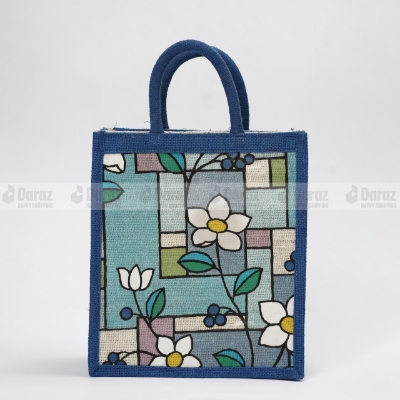 Picture of Jute Fabric eco frindly home  made Lunch / tiffin Carrying Bag with soft handle