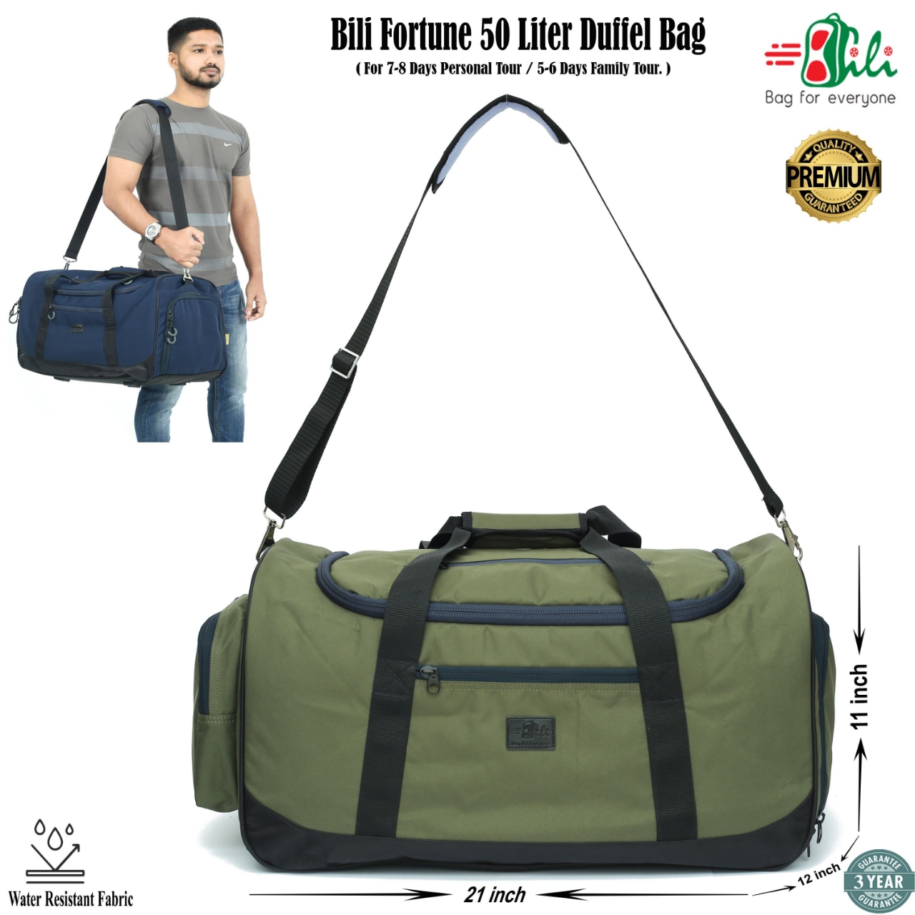 Picture of Bili Online Fortune 50 Liter Duffel Bag - Waterproof Travel Bag for 7-8 Days Tour