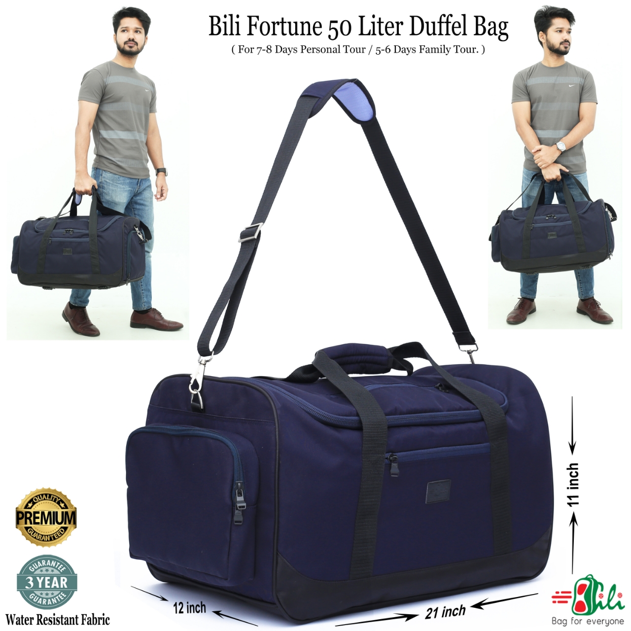 Picture of Large 7-8 days Travel Bag- 7-8 Days Family Tour Duffel Bag - Waterproof Large Travel Bag- Large Travel Bag (Navy Blue)