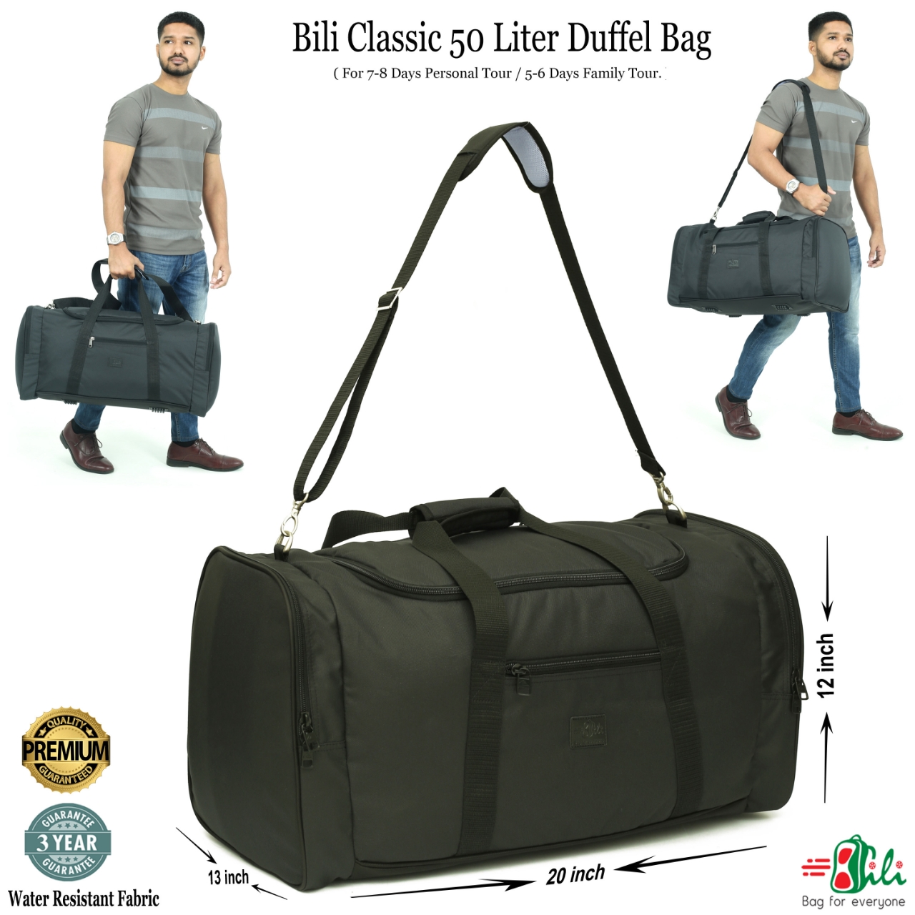 Picture of Bili Classic Premium 50 Liter Travel Bag, Family Bag, Big Travel Bag, Big bag, Luggage bag, Waterproof bag, Travel bag, Duffle bag
