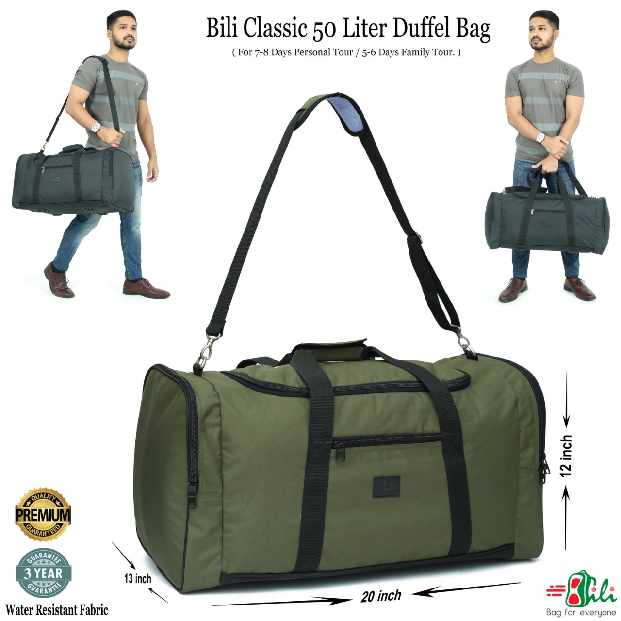 Picture of Bili Classic Premium 50 Liter Travel Bag, Family Bag, Big Travel Bag, Big bag, Luggage bag, Waterproof bag, Travel bag, Duffle bag
